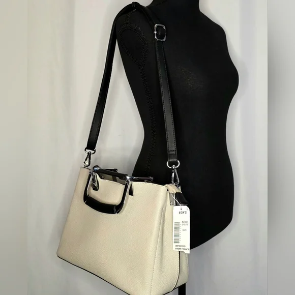 Max & Enjoy Cream Pebbled Tote Satchel | Top Handle | Adjustable Strap | NWT - Picture 2 of 9